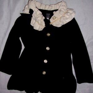 girls small size 6x black cream dress up jacket coat fleece pretty  fall six 6